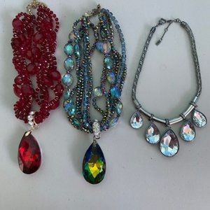 3 GORGEOUS tear drop necklaces, must see!